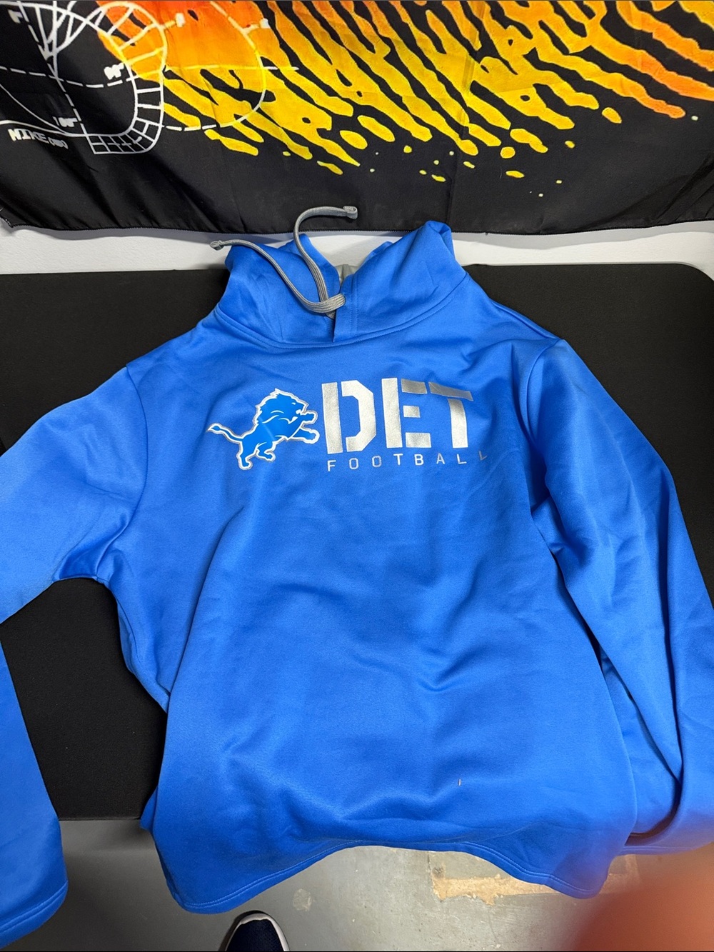 Detroit Lions Royal Blue 'DET Football' Pullover Hoodie
